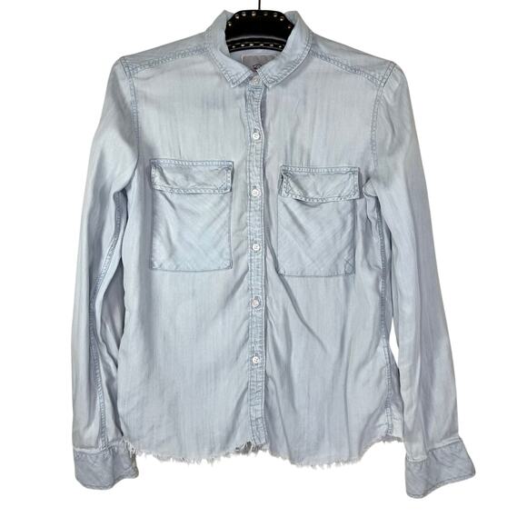 Rails Daphne Chambray Button Up Shirt Raw Hem XS - Picture 11 of 11
